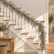 Guirlande de lavande décorative de plante artificielle, aspect volumineux, 183 cm, 72 branches, vert et violet, lot de 2 pièces