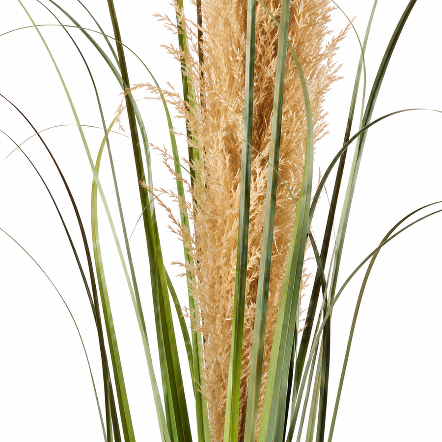 Plante artificielle ornementale, 140 cm, roseau et herbe, vert et marron, sans pot