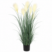 Plante artificielle ornementale, 150 cm, avec 7 fils, roseau et herbe, vert et blanc, sans pot