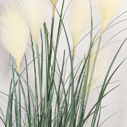 Plante artificielle ornementale, 150 cm, avec 7 fils, roseau et herbe, vert et blanc, sans pot