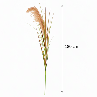 Plante artificielle ornementale, 180 cm, roseau et herbe, vert et marron, sans pot