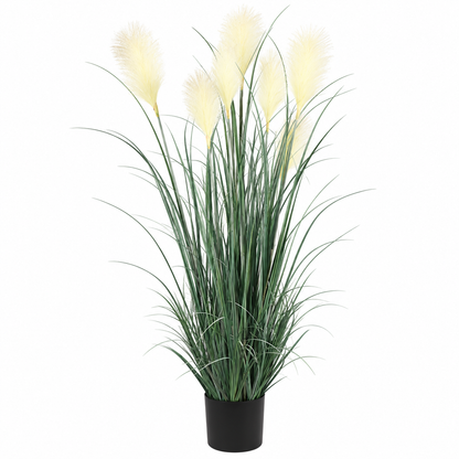 Plante artificielle ornementale, 180 cm, avec 7 fils, roseau et herbe, vert et blanc, sans pot