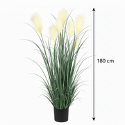 Plante artificielle ornementale, 180 cm, avec 7 fils, roseau et herbe, vert et blanc, sans pot