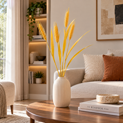 Plante artificielle ornementale, 83 cm, avec 4 fils, épice de blé, jaune, sans pot