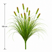 Plante d'herbe ornementale artificielle de type queue de renard, 100 cm, avec 12 épices, verte et brune, sans pot