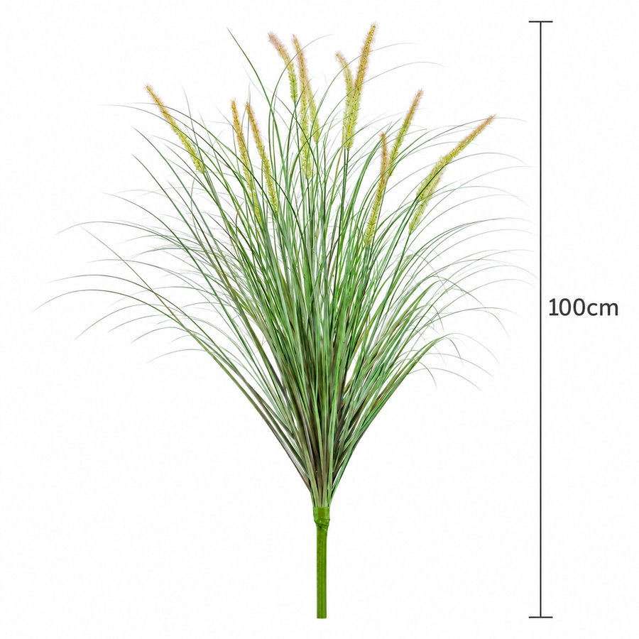 Plante ornementale artificielle de type queue de renard, 100 cm, avec 12 épices, vert et rose, sans pot
