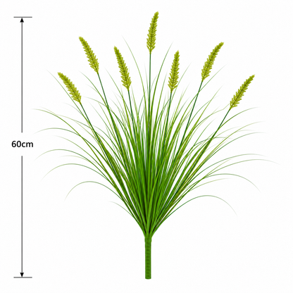 Plante ornementale artificielle de type queue de renard, 60 cm, avec 7 épices, verte, sans pot