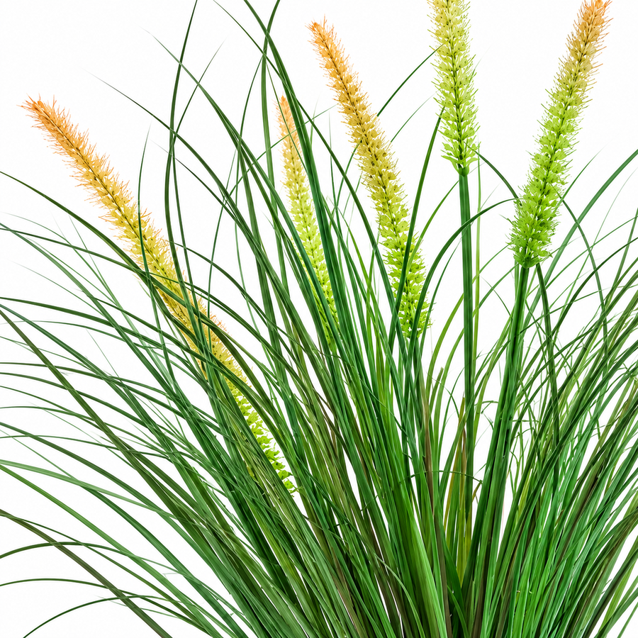 Plante d'herbe ornementale artificielle de type queue de renard, 60 cm, avec 7 épices, vert et rose, sans pot