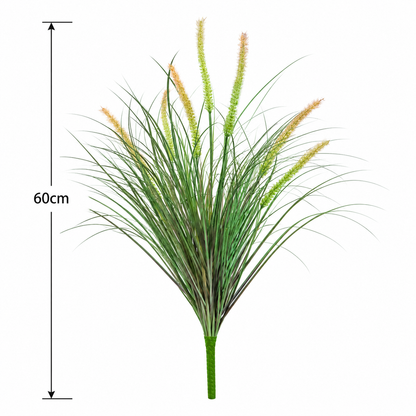 Plante d'herbe ornementale artificielle de type queue de renard, 60 cm, avec 7 épices, vert et rose, sans pot