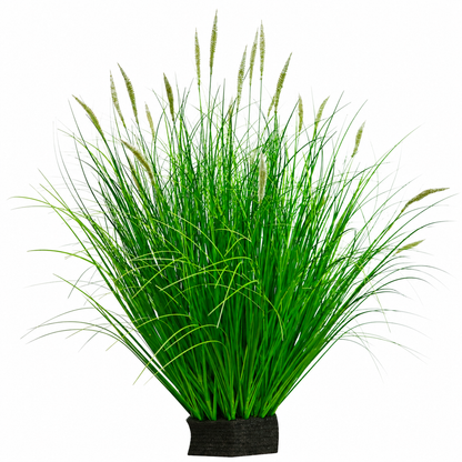 Plante d'herbe ornementale artificielle, 80 cm, avec 33 épices, verte et blanche, sans pot