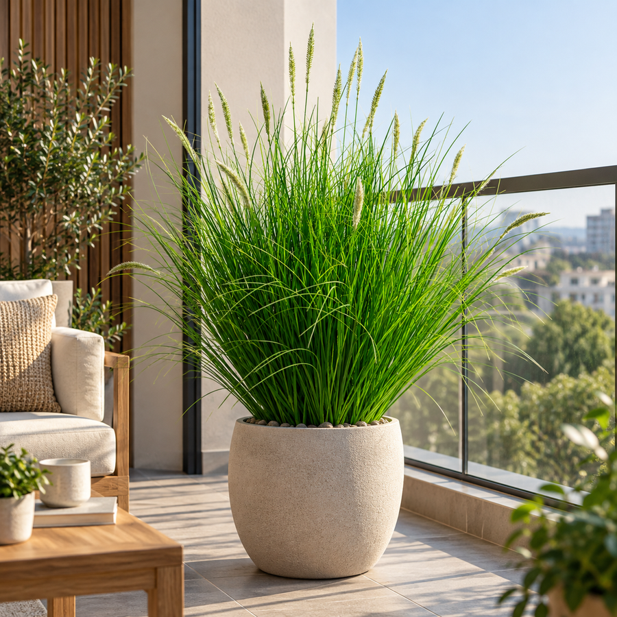 Plante d'herbe ornementale artificielle, 80 cm, avec 33 épices, verte et blanche, sans pot