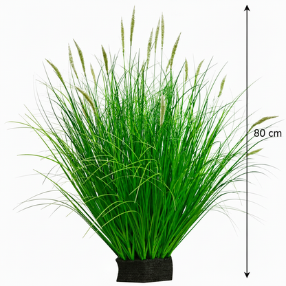 Plante d'herbe ornementale artificielle, 80 cm, avec 33 épices, verte et blanche, sans pot
