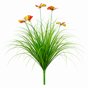 Plante ornementale artificielle en forme de papillon, 60 cm, avec 5 fleurs, verte et rouge, sans pot