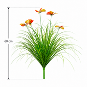 Plante ornementale artificielle en forme de papillon, 60 cm, avec 5 fleurs, verte et rouge, sans pot