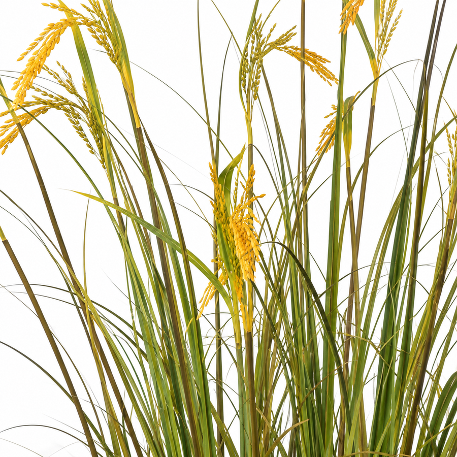 Plante artificielle ornementale, type épice de riz, 150 cm, avec 17 fils, vert et jaune, sans pots