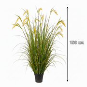 Plante artificielle ornementale, type épice de riz, 150 cm, avec 17 fils, vert et jaune, sans pots