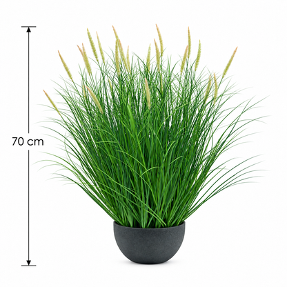 Plante artificielle, herbe ornementale en pot sétaire, 70 cm, avec 25 épices, vert et rose