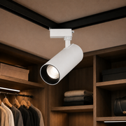 Projecteur sur rail LED, Lumière froide 6000K, 15,7x7cm, Puissance 19W, Métal, Blanc