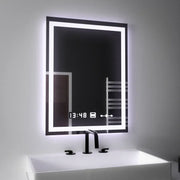 Miroir LED rectangulaire, 45x60 cm, Verite MotionGlow Marcello, système anti-buée, horloge et thermomètre, intensité variable