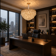 ERDENET Lustre en cristal Nobile, 5xE14, diamètre 40 cm, métal et cristal, or brillant, hauteur réglable