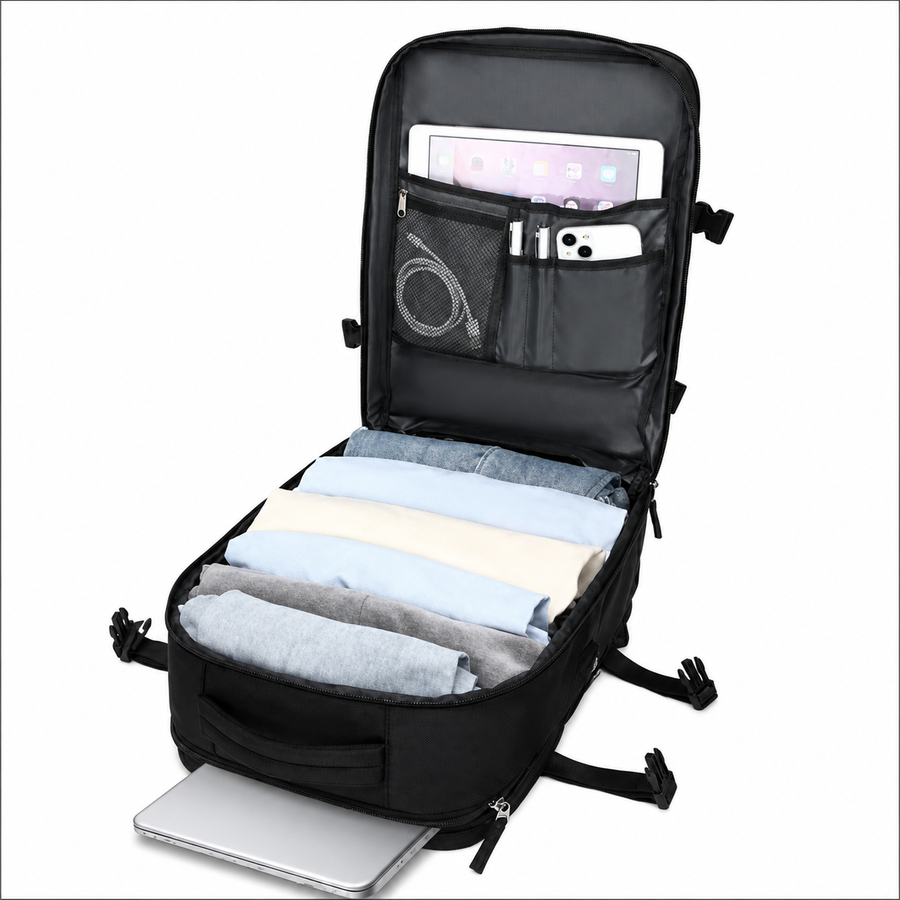 Sac à dos de voyage professionnel ALMATY, avec port USB, 31x22x46cm Oxford, noir