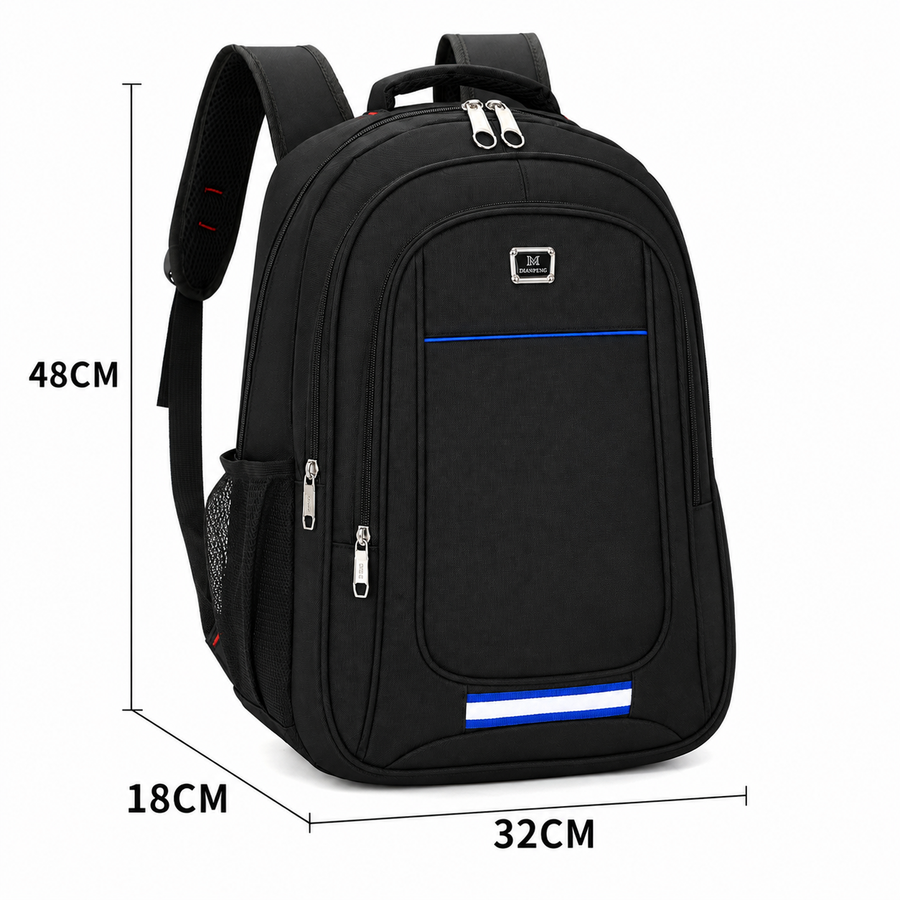 Rucsac Travel Business BAKU, 48x32x18 cm, Oxford, Negru si Albastru