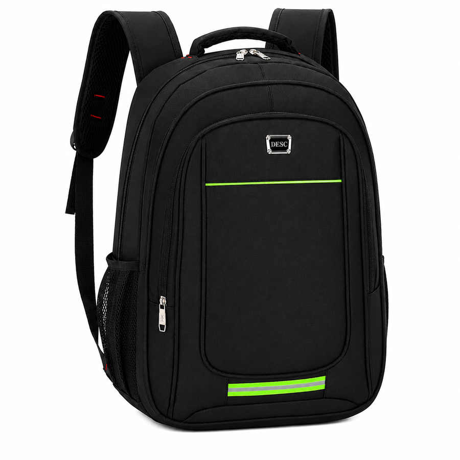 Rucsac Travel Business BAKU, 48x32x18 cm, Oxford, Negru si Verde