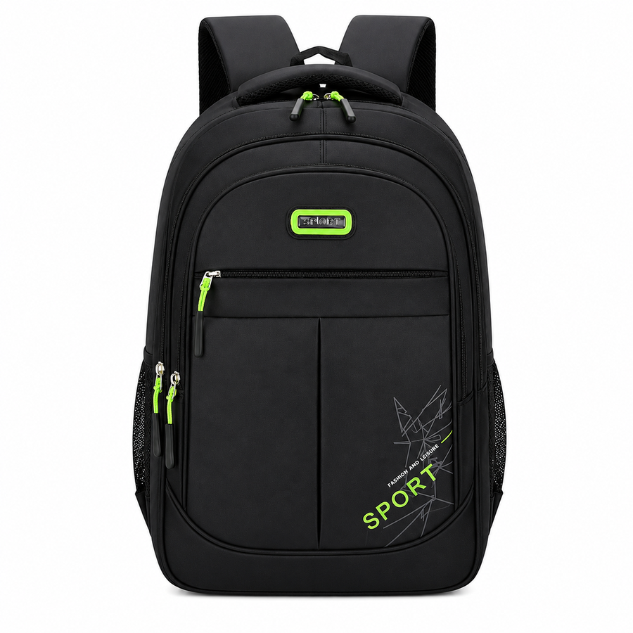 Rucsac Travel Business GANJA, 48x32x15 cm, Oxford, Negru si Verde