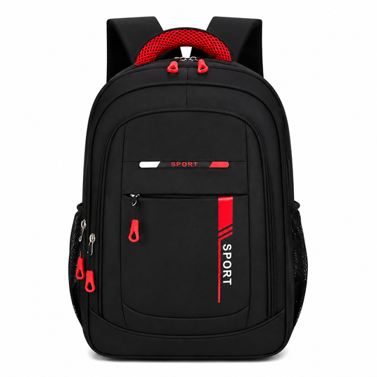 Sac à dos de voyage professionnel SHEKI, 47x32x14 cm, Oxford, noir et rouge