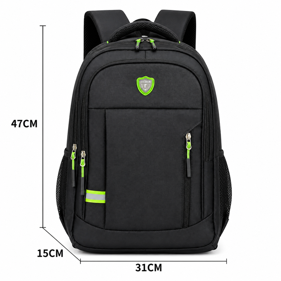 Rucsac Travel Business SUMQAYIT, 47x31x15 cm, Oxford, Negru si Verde