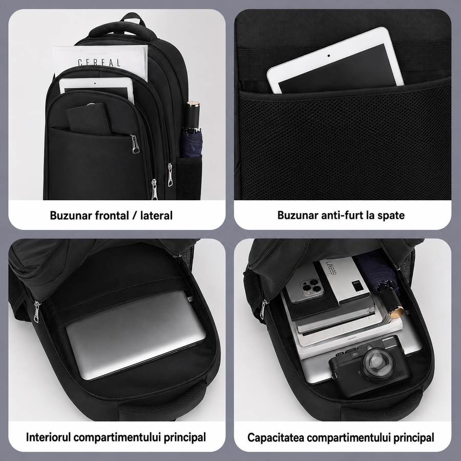 Rucsac Travel Business TALOYOAK, 47x33x15 cm, Oxford,  Negru