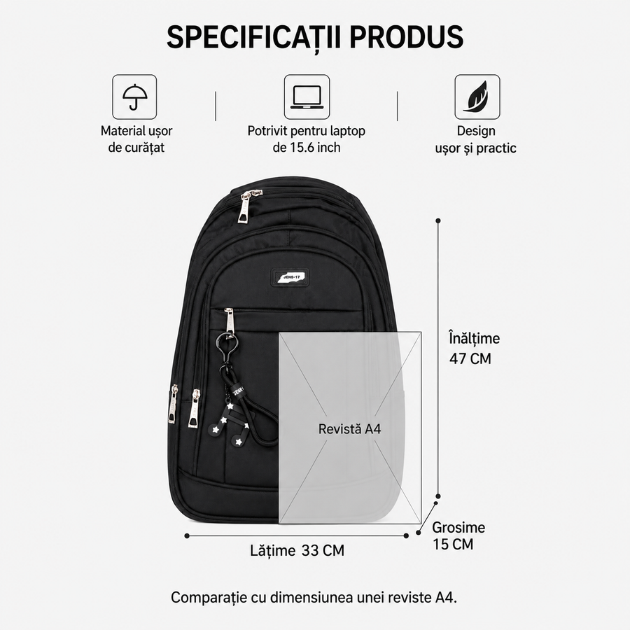 Rucsac Travel Business TALOYOAK, 47x33x15 cm, Oxford,  Negru