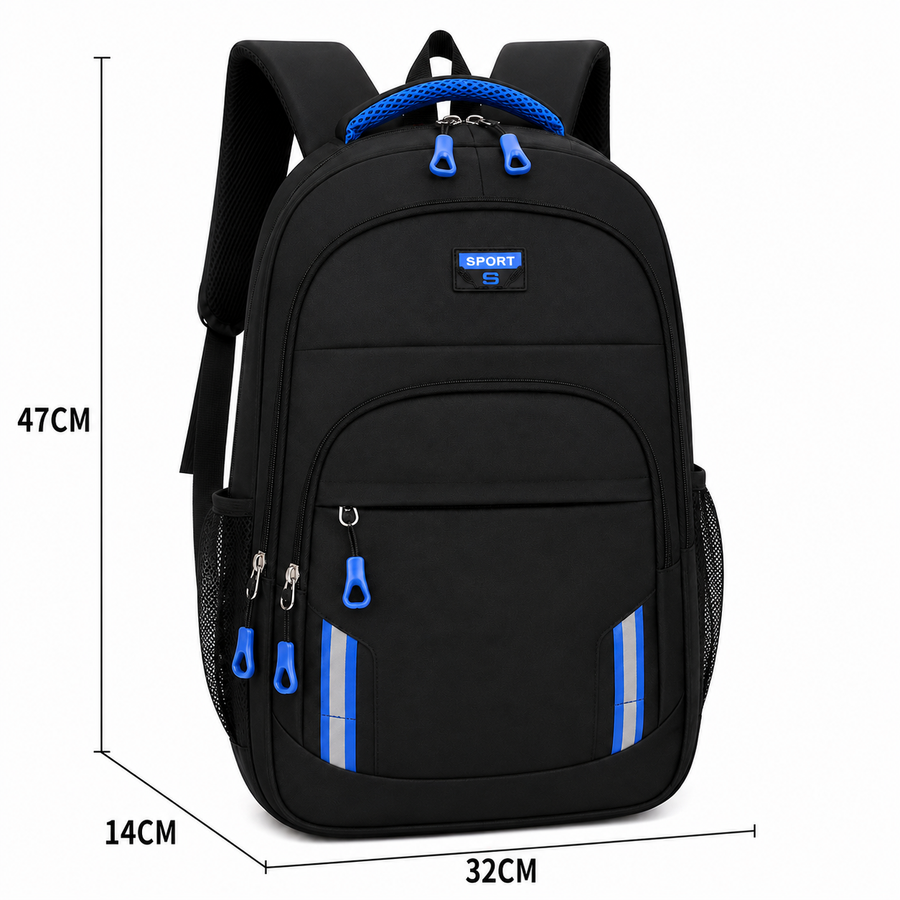 Rucsac Travel Business YEVLAKH, 47x32x14 cm, Oxford, Negru si Albastru