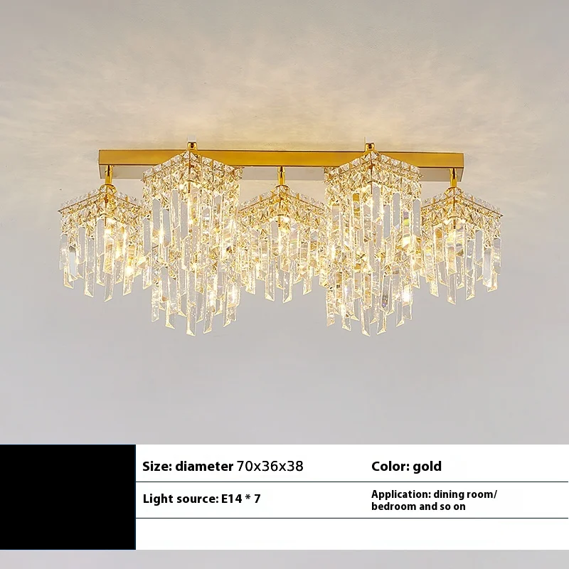 Lustre en cristal CC180/7GD, 70cm, 7xE14, Or
