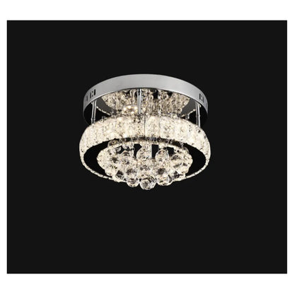 Lustre LED en cristal ABEL 24W, Diamètre 47cm, Lumière Froide/Chaude/Neutre, Chrome Brillant