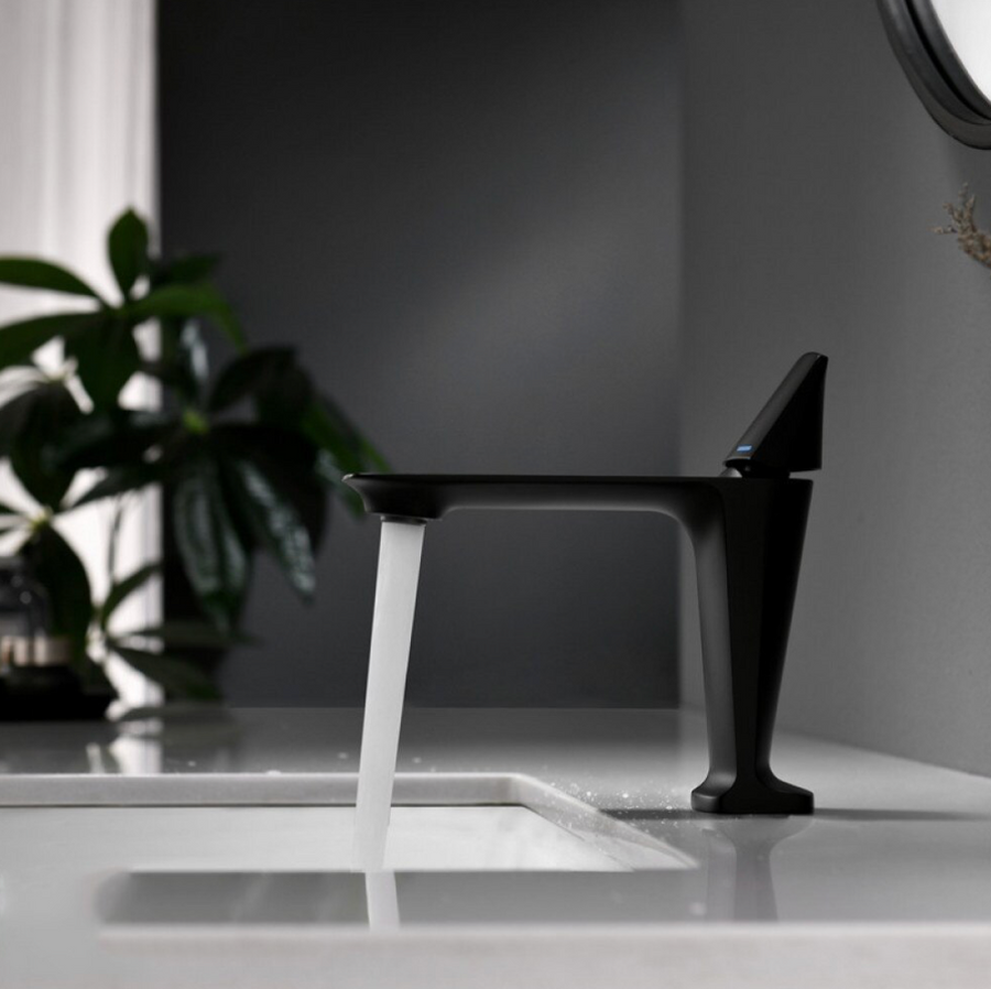 Mitigeur de lavabo Cartouche céramique Sanitaire en laiton Noir Satin Raccords et Kit de Fixation Inclus ESN006