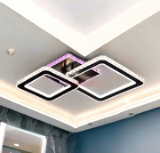 Lustre LED 126W 1+1 CARRÉ Noir RGB Cristal -09B