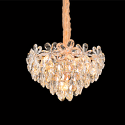 Lustre en cristal, Elégance 7xE27, diamètre 40 cm, doré brillant, hauteur réglable, métal et cristal