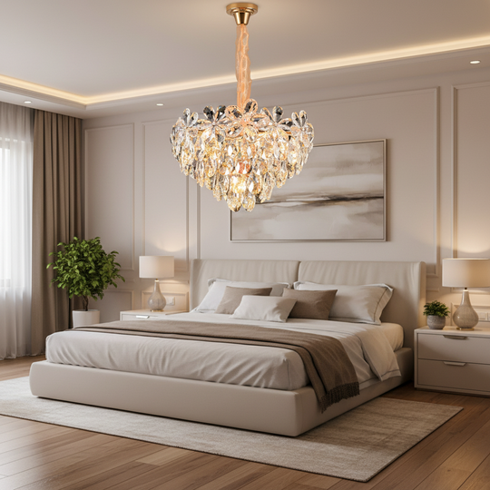 Lustre en cristal, Elegance 7xE14, diamètre 40 cm, doré brillant, hauteur réglable, lustres en métal et cristal Default Title Alessandro Design