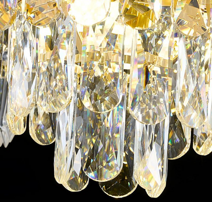Lustre en cristal Regalis 11x E14, diamètre 85 cm, or brillant, hauteur réglable, métal et cristal