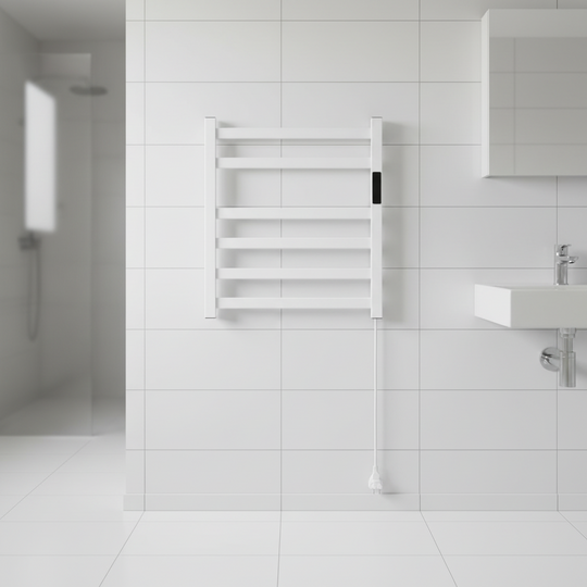 Sèche-serviettes électrique, 140 W, métal, blanc
