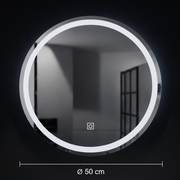 Miroir LED rond, 50 cm, Basic Touch
