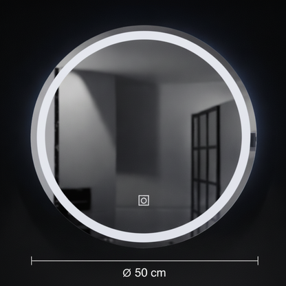 Miroir LED rond, 50 cm, Basic Touch