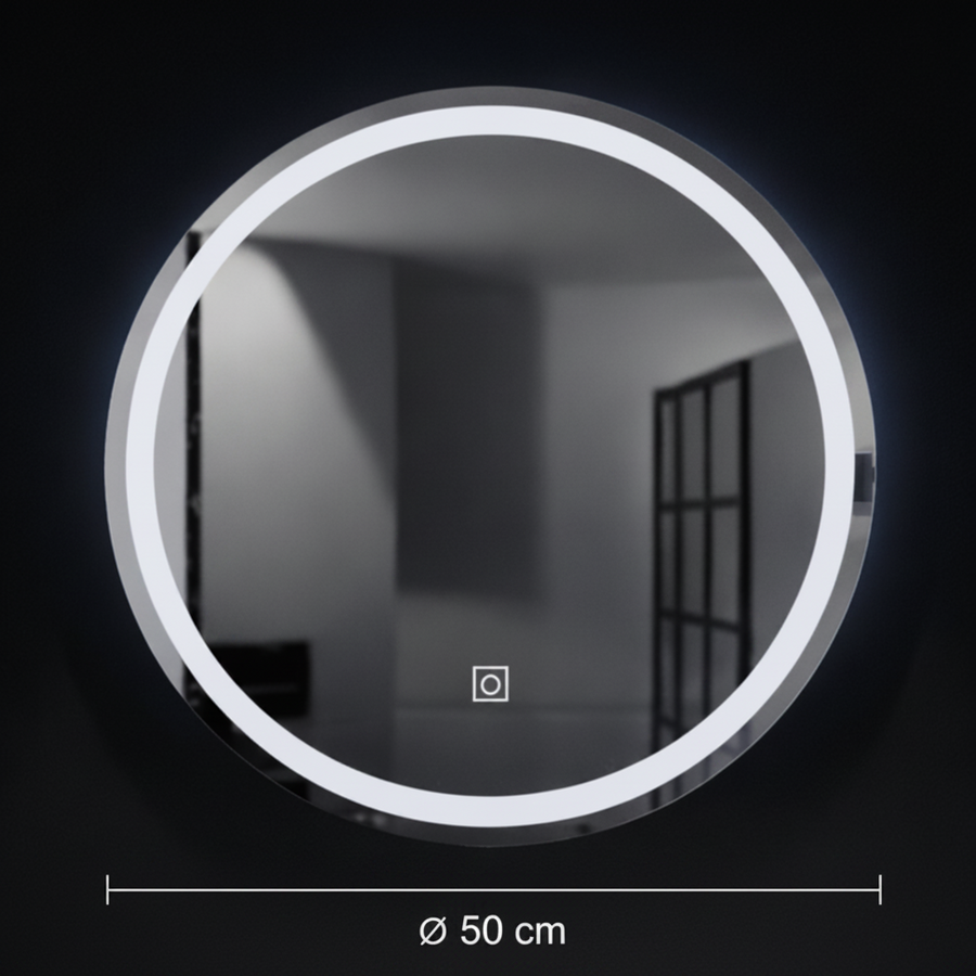 Miroir LED rond, 50 cm, Basic Touch