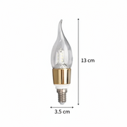 Ampoule LED E14 Bougie, 12W, Lumière Chaude, 3000K, Or