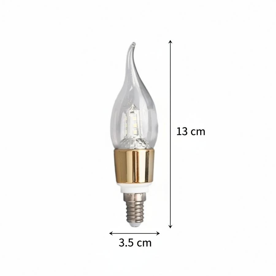 Ampoule LED E14 Bougie, 12W, Lumière Chaude, 3000K, Or