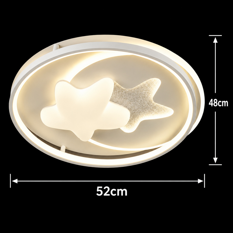 Lustre LED avec télécommande ISTARAVSHAN, Forme des Corps Célestes, 87W, Lumière Froide/Chaude/Neutre, Dimmable, Blanc