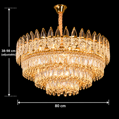 Lustre en cristal MAJESTIC Regalis 21x E14, diamètre 80cm, or brillant, hauteur réglable