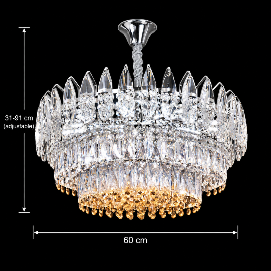 Lustre en cristal MAJESTIC Magno 15x E14, diamètre 60 cm, chrome brillant, hauteur réglable