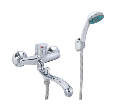 Robinet de bain en chrome poli - Ensemble complet avec robinet pivotant de 25 cm, tuyau, tuyau et excentriques inclus